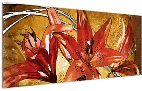 Tablou cu flori de crini (120x50 cm)