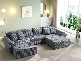 Colțar extensibil dumonde cu ladă de depozitare si sezut confortabil din spuma high-density, Loana U Ambience Grey 355x185 cm