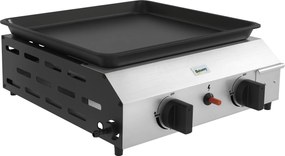 Outsunny Plancha gaz din oțel inoxidabil emailat 2 arzătoare 4,8 kW antiaderentă suprafață mare de gătit 40L x 34l cm, transportabilă | Aosom Romania