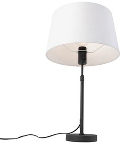Lampă de masă neagră cu abajur din in alb 35 cm reglabil - Parte