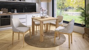 Mazzoni FONTE Stejar Artisan / Bej (Șampanie) - MASĂ CLASICĂ DE BUCĂTĂRIE/LIVING EXTENSIBILĂ PÂNĂ LA 130 cm!