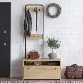 Set mobilier pentru hol Niko (Nuc + Negru). 1073484