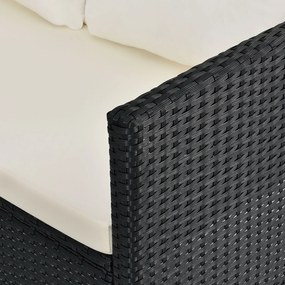 Jusky Set ratan de gradina Manacor - perne negre, albe