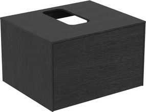 Dulap baza suspendat Ideal Standard Atelier Conca finisaj stejar inchis 1 sertar si blat cu decupaj central 60 cm