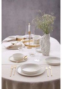 Set de veselă 24 piese din porțelan alb, cu accente aurii