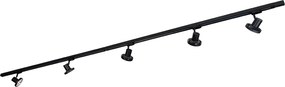 Sistem modern de iluminat pe șine trifazic cu 5 spoturi GU10 negre 111 mm stânga - Jeany trifazic