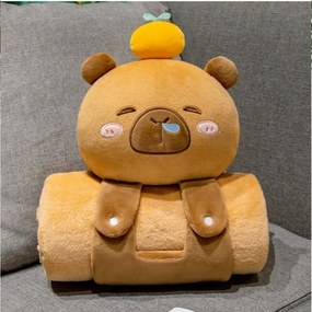 Set 2 în 1, pătură moale cu pernă Capybara, XL, 100x170 cm, eCarla, KOC20