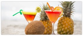Tablou cu ananas și pahare pe plajă (120x50 cm)