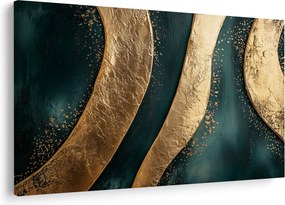 Tablou - Abstracție verde cu auriu I. (90x60 cm)