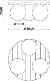 Globo 54343-3 - Plafonieră PARSONS 3xE27/40W/230V Ø 39 cm maro/fumuriu
