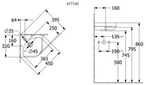 Villeroy & Boch 43714601 - Lavoar suspendat de colț SUBWAY 32 x 32 cm, ceramică, alb
