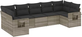 vidaXL Set canapele de grădină cu perne, 7piese gri deschis poliratan
