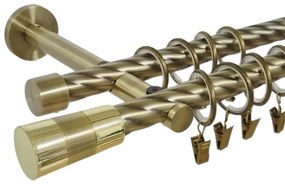 Galerie dubla twist prindere perete picior universal valeo 19/19 aur antic (Alege marime: 180 cm)