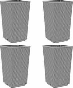 vidaXL Jardiniere de grădină, 4 buc., gri deschis, 32,5x32,5x57 cm, PP