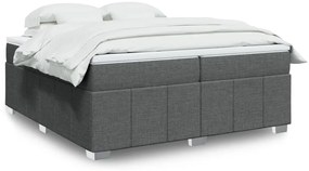 vidaXL Pat box spring cu saltea, gri închis, 200x200 cm, textil