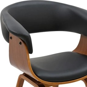 Scaun retro imitatie piele neagra, lemn furniruit ORGANIC