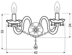 Aplică perete MARIA TERESA 2xE14/40W/230V
