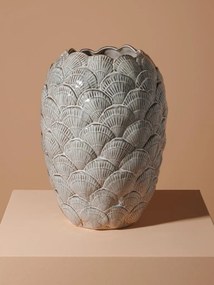 Vaza decorativa gri din ceramica Pecten