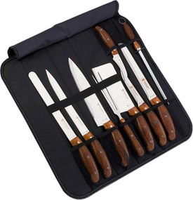 Set cuțite inox 9 piese in husa maro Royalty Line RL-K9C