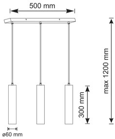 Lustră pe cablu NAPOLI 3xGU10/8W/230V