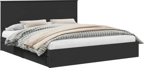 vidaXL Pat cu storage cu headboard Negru 200 x 200 cm Lemn compozit