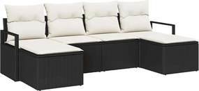 vidaXL Set de canapea 6 pcs Negru poliratan