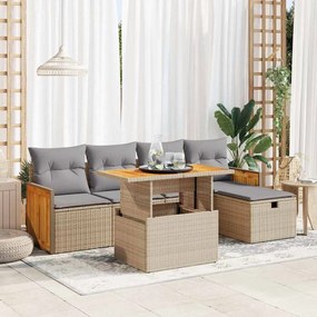 vidaXL Set canapele de grădină cu perne, 6 piese, bej, poliratan