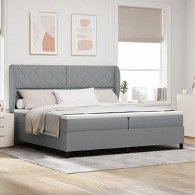 vidaXL Pat cu saltea cu arcuri - Gri deschis, 200 x 200 cm