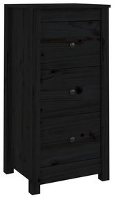 Servanta, negru, 40x35x80 cm, lemn masiv de pin 1, Negru, Dulap cu 3 sertare