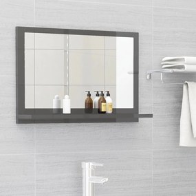 804570 vidaXL Oglindă de baie, gri extralucios, 60x10,5x37 cm, PAL