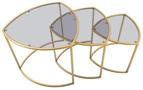 Măsuțe de cafea aurii rotunde cu blat din sticlă 3 buc. ø 60 cm Triangle – Mauro Ferretti