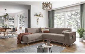 Colțar maro extensibil/cu spațiu de depozitare (cu colț pe partea stângă/în formă de ”L”) Classy Sophie – Miuform