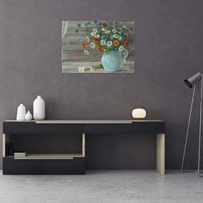 Tablou pe sticlă - Pictură în ulei, flori de câmp (70x50 cm)