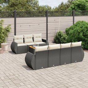 vidaXL Set mobilier de grădină cu perne, 8 piese, negru, poliratan