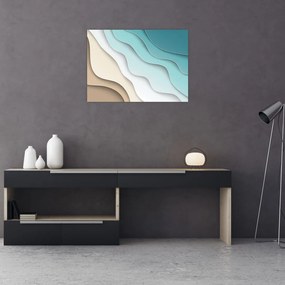 Tablou pe sticlă abstract cu plaja mării (70x50 cm)