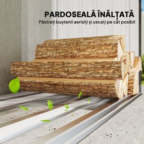 Outsunny Adăpost pentru Lemne din Oțel cu Bază Ridicată și Acoperiș Inclinat Gri | Aosom Romania
