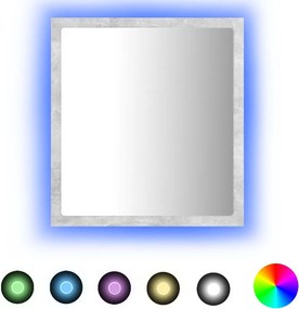 vidaXL Oglindă de baie cu LED, gri beton, 40x8,5x37 cm, acril