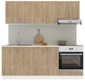 Set haaus V10, Lemn Natural/Alb, Blat Thermo 28 mm, L 200 cm