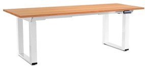 Masă înălțime reglabilă OfficeTech Strong 200 x 80 cm, picioare albe, fag