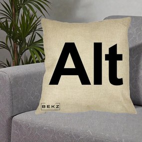 Perna Personalizata Tasta Alt Tipografie Bold, 40x40 cm, Crem, Husa Detasabila, Perna Inclusa, BEKZ®