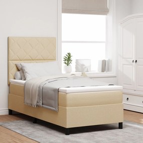 vidaXL Pat cu arcuri cu Saltea Bej 90x200 cm Material