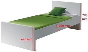 Set LARA este format dintr-un Pat copii (90x200) cu sertar, noptieră, Dulap camera copii cu 2 uși, birou cu cărucior și 2 rafturi de perete.