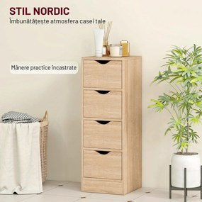 HOMCOM Dulap de Baie Compact cu 4 Sertare și Mânere Sculpatate, Stil Nordic | Aosom Romania
