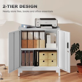 HOMCOM Mobilier de birou cu 3 rafturi, 2 uși și chei, 80x35x91 cm, Alb | Aosom Romania
