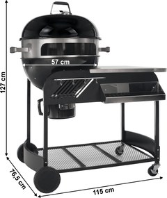 Grătar de cărbune cu grătar de pizza, negru, KARIOL