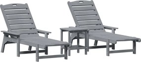vidaXL Șezlong 3 pcs Gri deschis Polietilenă