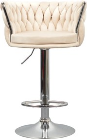 Scaun de bar de design, bej ţesătură Velvet/crom, BRIN