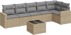 vidaXL Set canapele de grădină, 7 piese, cu perne, bej, poliratan