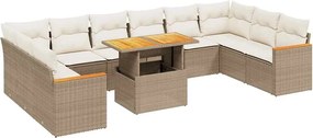 vidaXL Set canapele de grădină cu perne, 11 piese, bej, poliratan