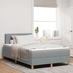 vidaXL Pat cu arcuri cu saltea gri deschis 120x200 cm țesătură